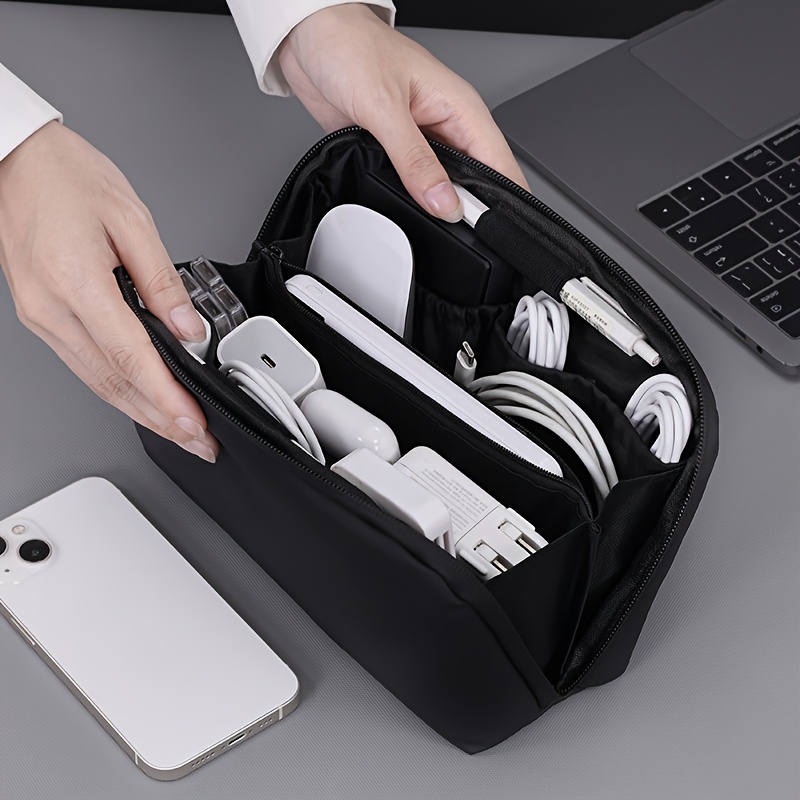 Tech Accessories Travel - 컴파트먼트 테크 오거나이저 파우치-케이블/충전기/휴대폰용 휴대용 전자기기