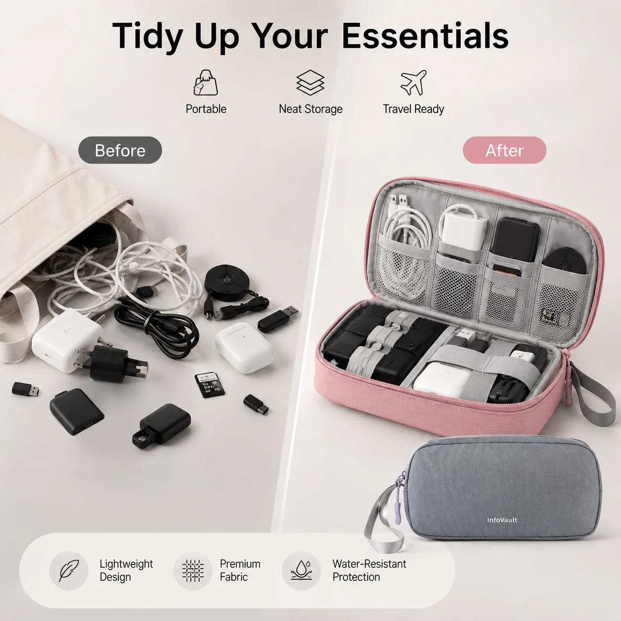 이중 레이어 케이블 정리 케이스, 디지털 액세서리, 하 - Tech Accessories Hard Case 리뷰 및 가격