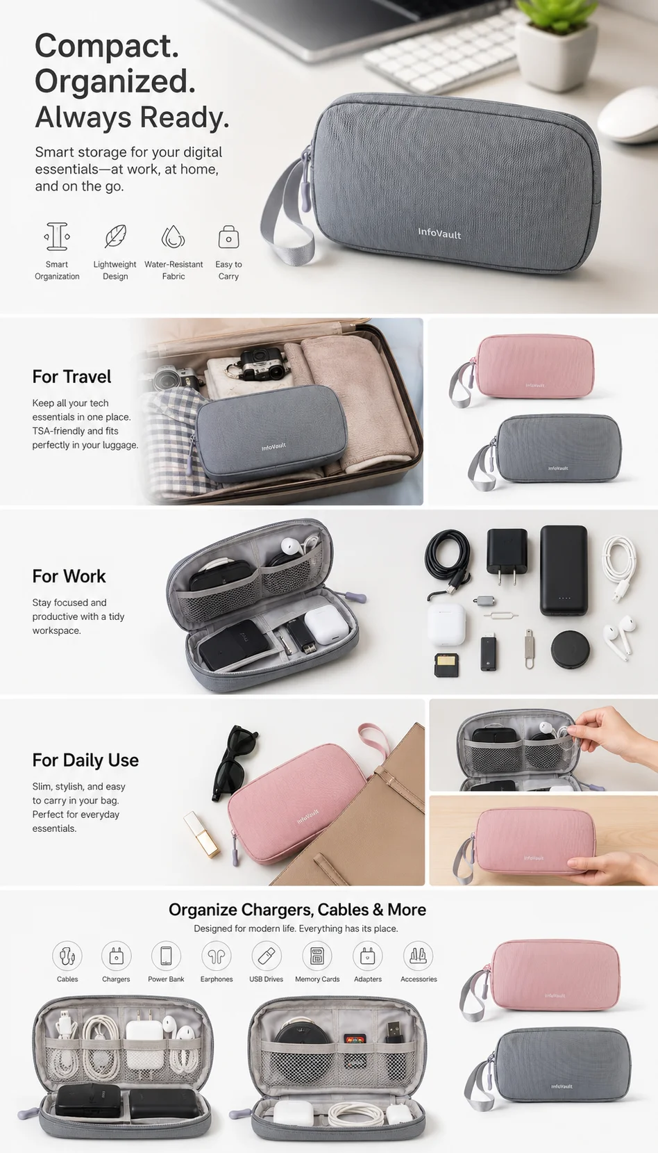 이중 레이어 케이블 정리 케이스, 디지털 액세서리, 하 - Tech Accessories Hard Case 리뷰 및 가격