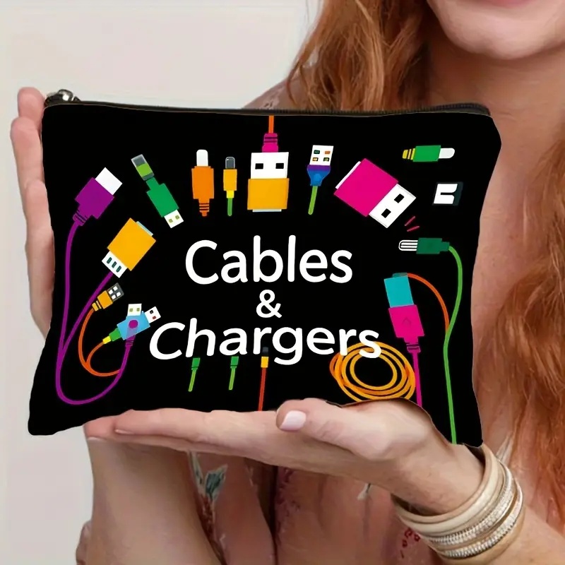 블랙 테크 아이콘 케이블 정리 가방, 파워뱅크 및 케이 - Tech Accessories Travel 리뷰 및 가격