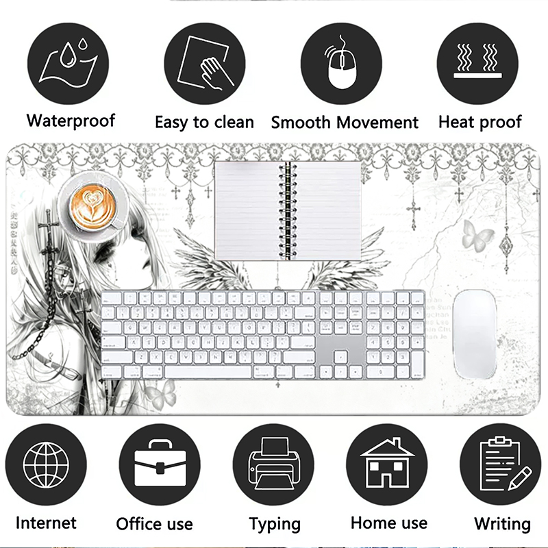 가죽 마우스 패드 블랙 화이트 애니메이션 미학 천사 소 - Tech Gaming Accessories 리뷰 및 가격