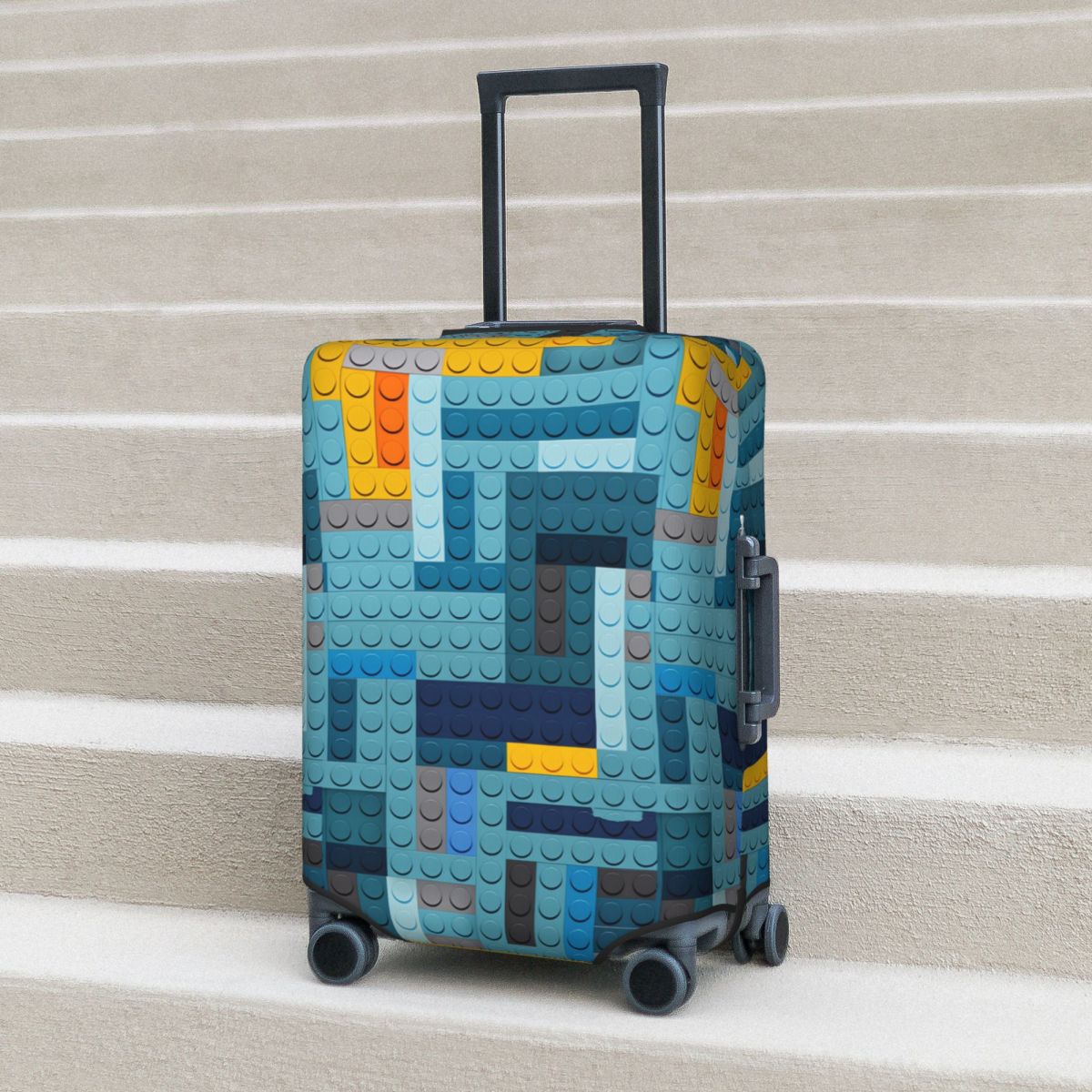 블루 테크 픽셀 빌딩 블록스 텍스처 여행 가방 커버 비 - Tech Accessories Travel 리뷰 및 가격